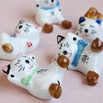 Amazon | 招き猫の箸置き しあわせこいこい やってこい 5匹